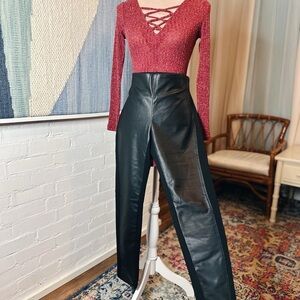 Lauren by Ralph Lauren Pleather Leggings with Zip Ankle Details